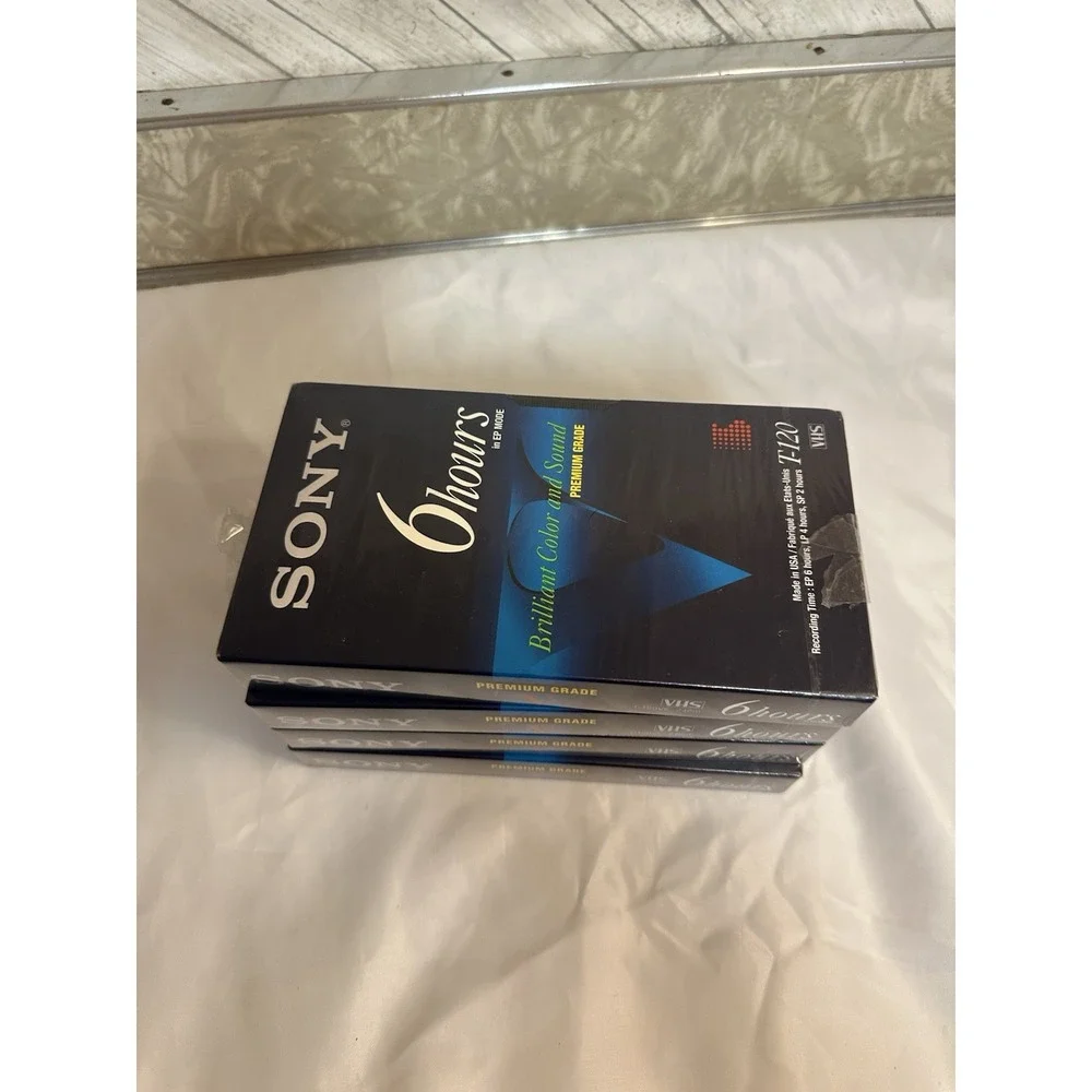 4 Pack SONY Premium Grade Blank VHS Video Tapes 6hrs T-120 New